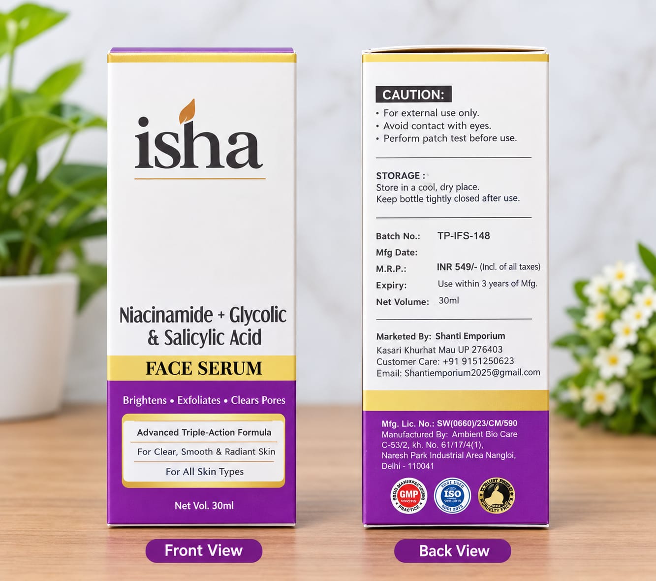Isha Face Serum Packaging